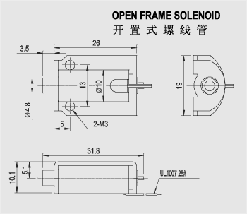 Linear Pull Solenoid, Tubular solenoid SDT-1026L Dimension pic